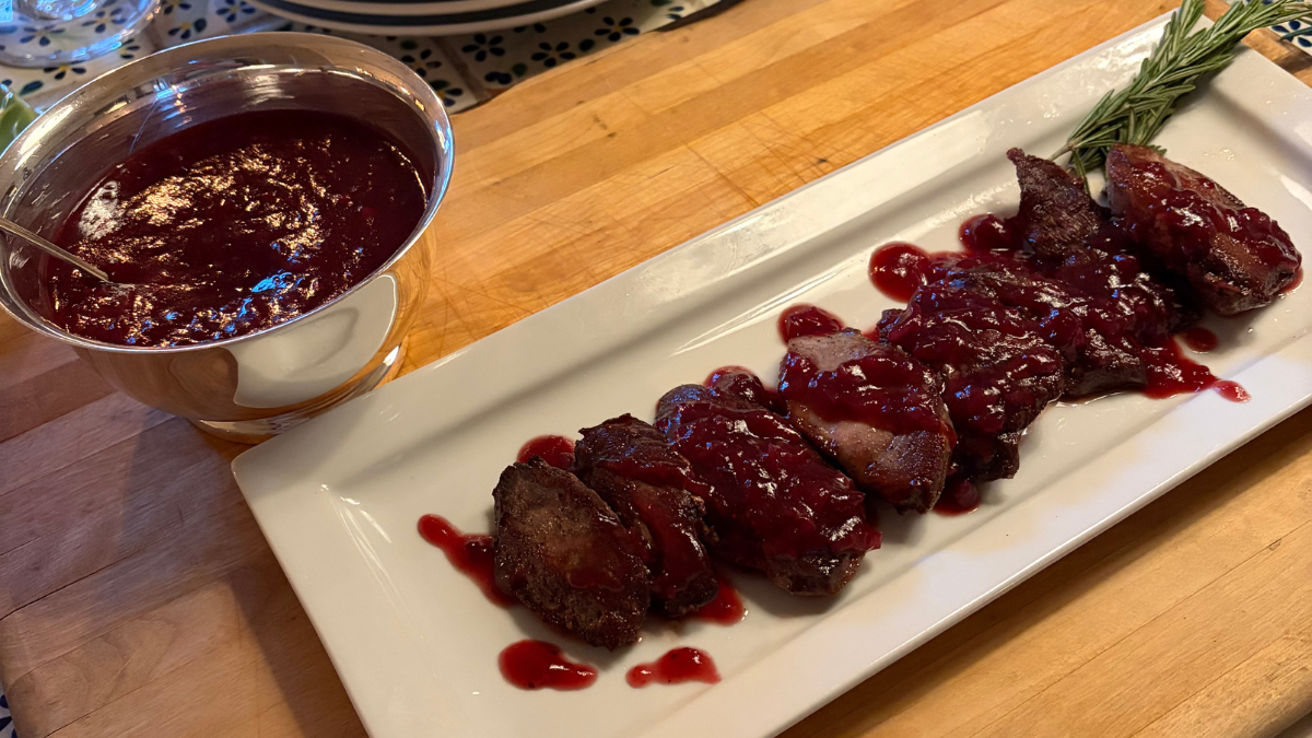 Wild Duck with Cranberry Wine Sauce